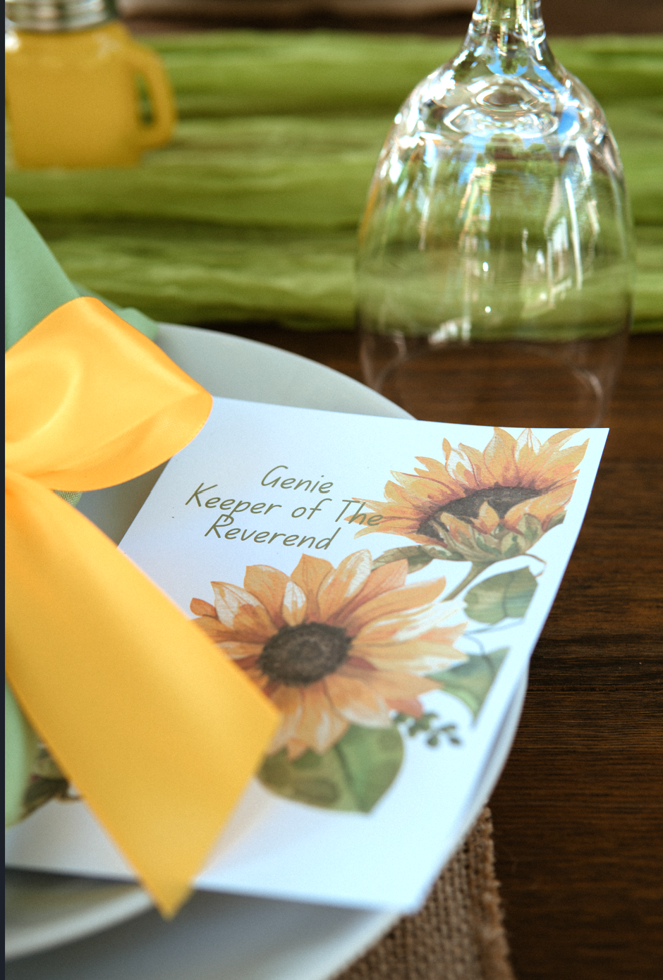 Personalized place card at an at-home event